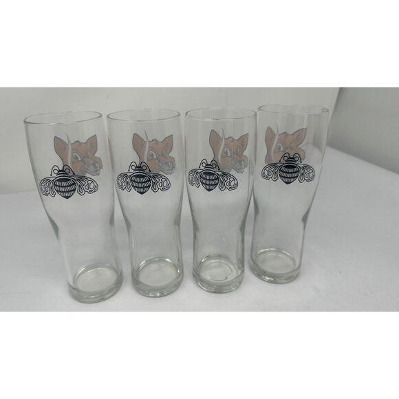 Vintage Petron Tequila Fox Cigar Glasses Set Of 4 - 7" Clear Glass Barware - Picture 4 of 6